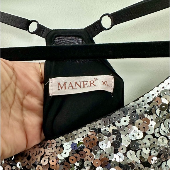 Maner XL women’s sequin glitter tank cami top - Picture 3 of 6